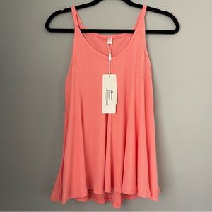 Pink Coral Jersey Ruffle Draped Tank Top New Size Medium